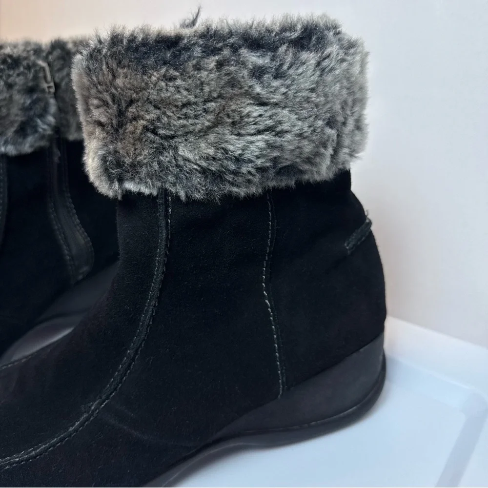 ZeroXposur Womens Irene Black Winter Boots w/ Faux Fur Trim sz 10M Outdoor Comfy